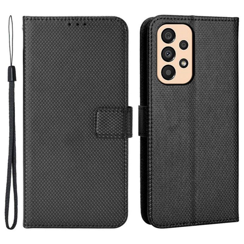 Flip Cover Samsung Galaxy M23 5G Tekstureret Mønster Med Rem