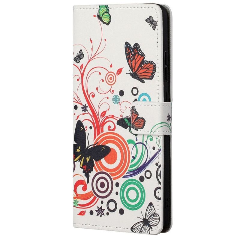 Læder Cover Samsung Galaxy M23 5G Sommerfugle Sommerfugle