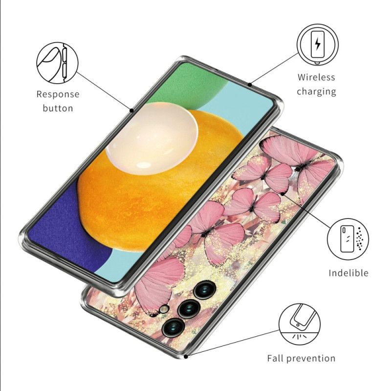 Cover Samsung Galaxy A15 Lyserøde Sommerfugle