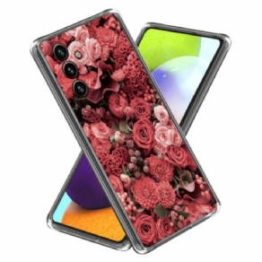 Cover Samsung Galaxy A15 Pink Og Røde Blomster