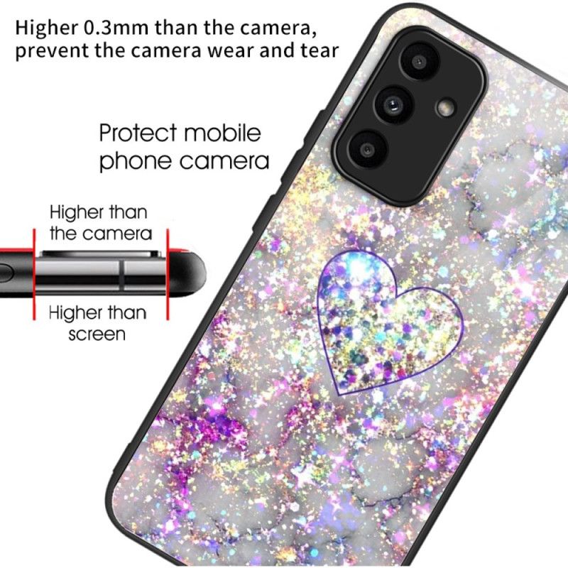 Cover Til Samsung Galaxy A15 Skinnende Hjerte Hærdet Glas