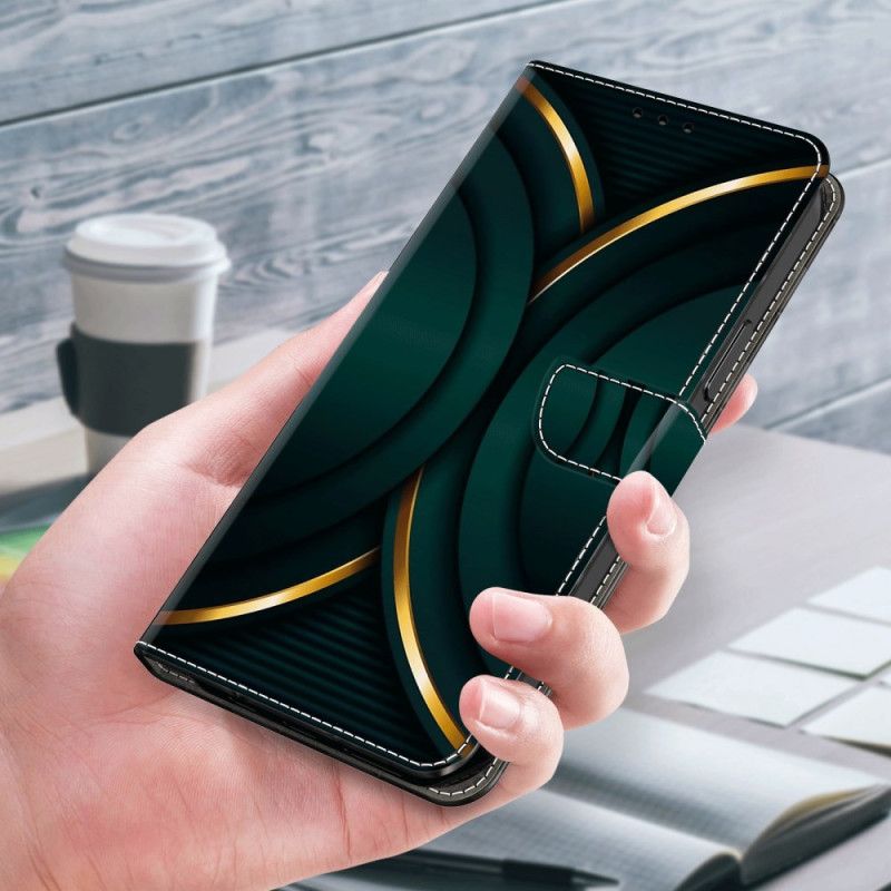 Læder Cover Samsung Galaxy A15 Telefon Etui Gyldent Omrids