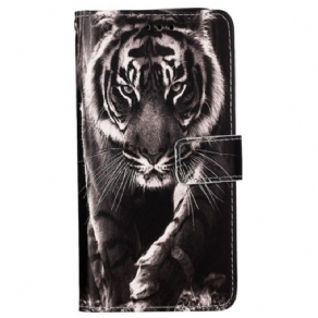 Læder Cover Samsung Galaxy A15 Telefon Etui Tiger Med Rem