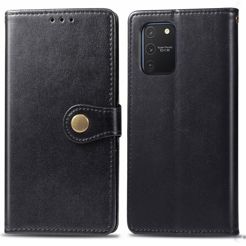 Flip Cover Samsung Galaxy S10 Lite Imiteret Læder Og Vintage Lås