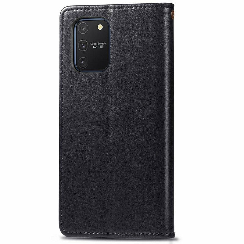 Flip Cover Samsung Galaxy S10 Lite Imiteret Læder Og Vintage Lås