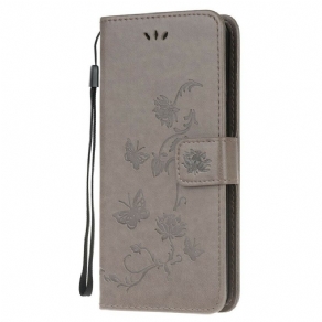 Flip Cover Samsung Galaxy S10 Lite Med Snor Thong Sommerfugle Og Blomster