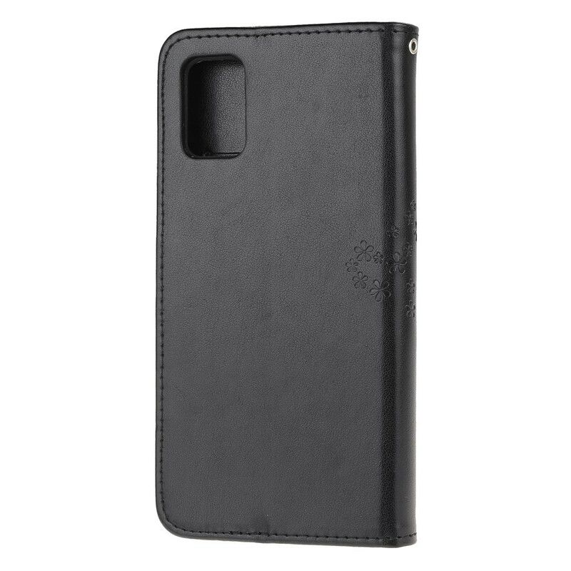 Flip Cover Samsung Galaxy S10 Lite Med Snor Træ Og Strappy Ugler