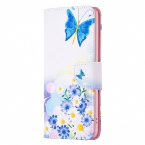 Flip Cover Poco X6 5g Sommerfugl Og Blomster