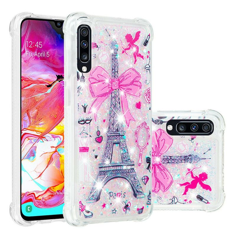 Cover Samsung Galaxy A70 Eiffeltårnets Pailletter