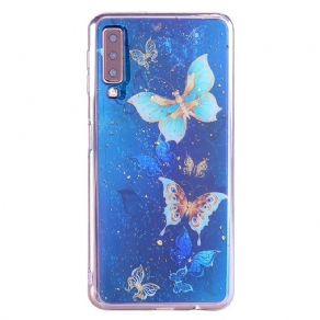 Cover Samsung Galaxy A70 Sommerfugle Og Pailletter