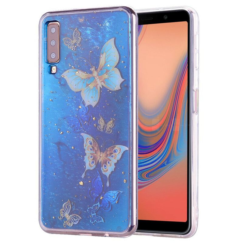 Cover Samsung Galaxy A70 Sommerfugle Og Pailletter