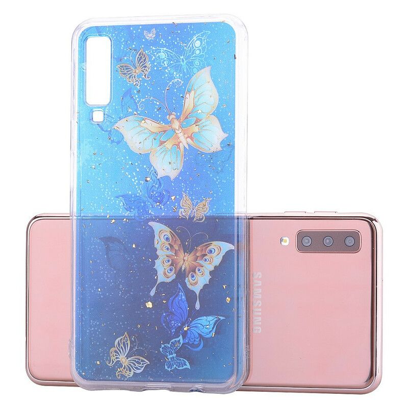 Cover Samsung Galaxy A70 Sommerfugle Og Pailletter