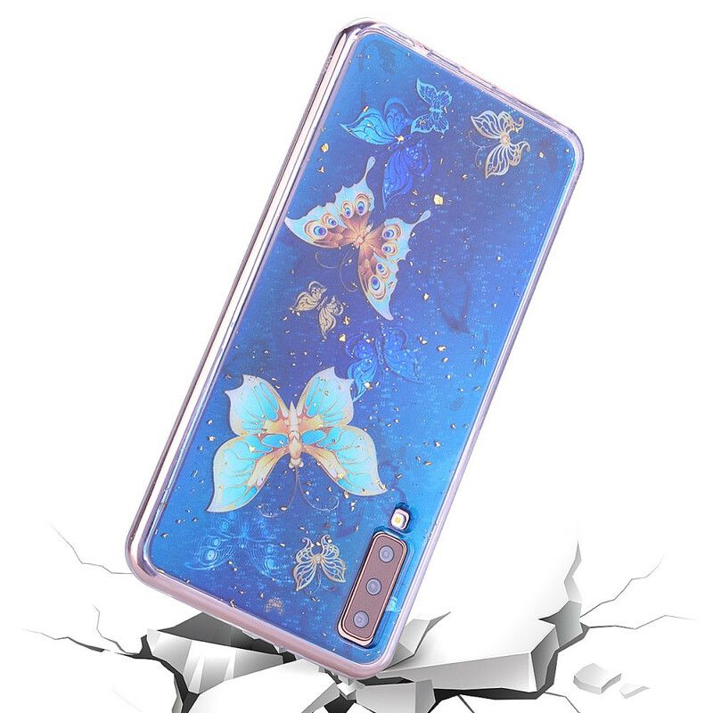 Cover Samsung Galaxy A70 Sommerfugle Og Pailletter