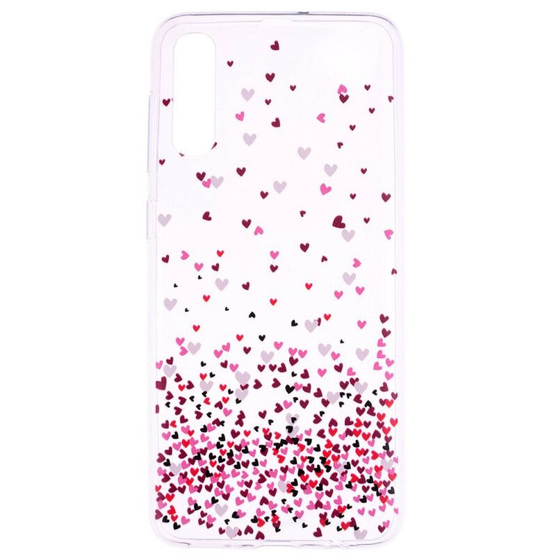 Cover Samsung Galaxy A70 Transparente Flere Røde Hjerter