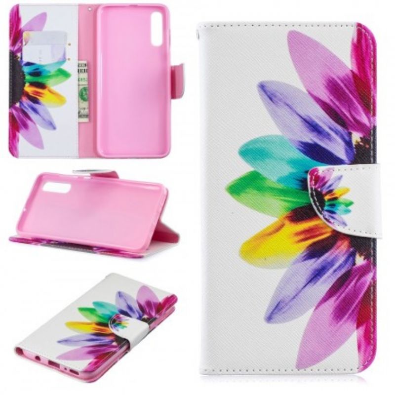 Flip Cover Samsung Galaxy A70 Akvarelblomst