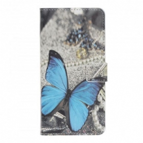 Flip Cover Samsung Galaxy A70 Blå Sommerfugl