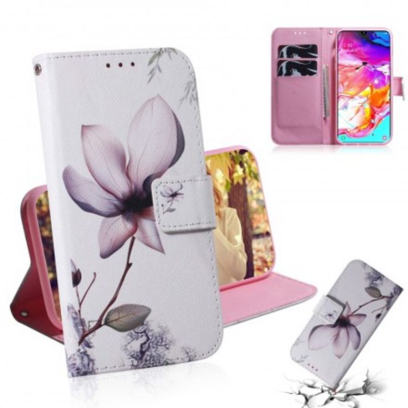 Flip Cover Samsung Galaxy A70 Gammel Rosenblomst