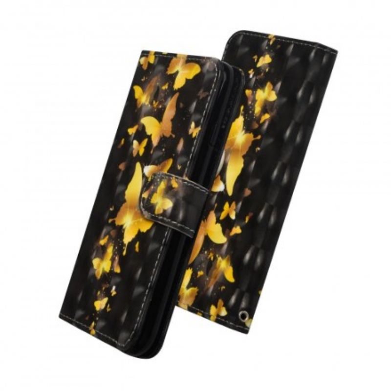 Flip Cover Samsung Galaxy A70 Gule Sommerfugle