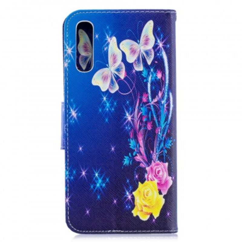 Flip Cover Samsung Galaxy A70 Gyldne Sommerfugle