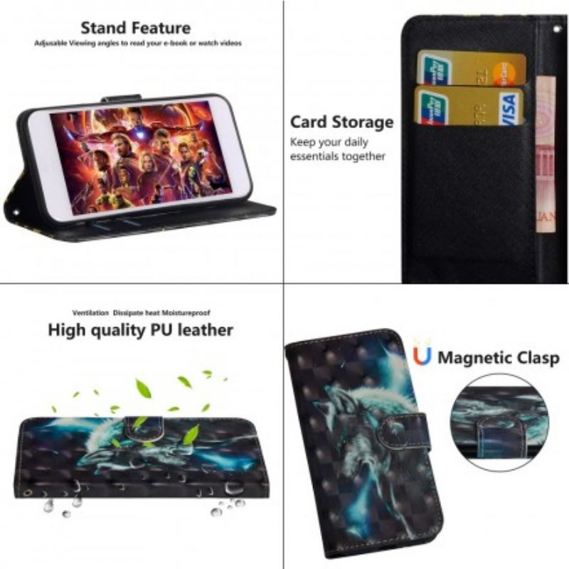 Flip Cover Samsung Galaxy A70 Majestætisk Ulv