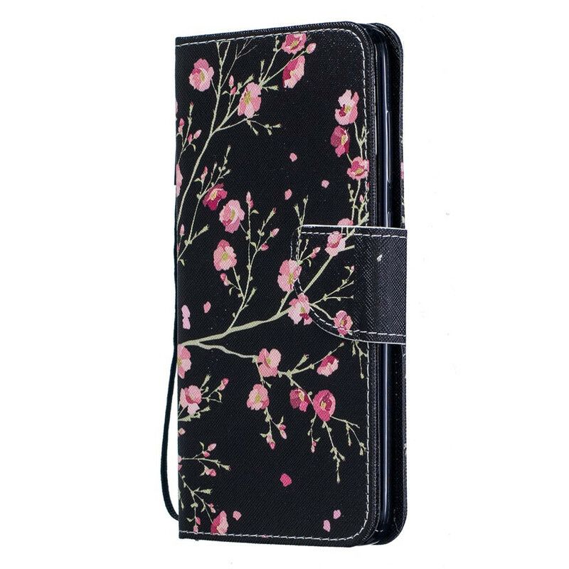 Flip Cover Samsung Galaxy A70 Med Snor Blomster Med Aftagelig Rem