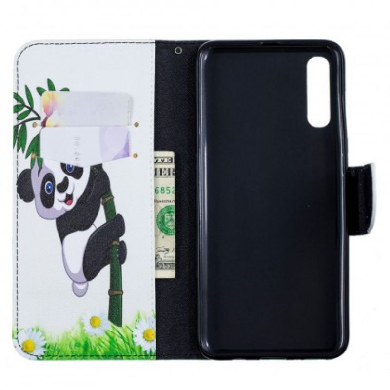 Flip Cover Samsung Galaxy A70 Panda På Bambus