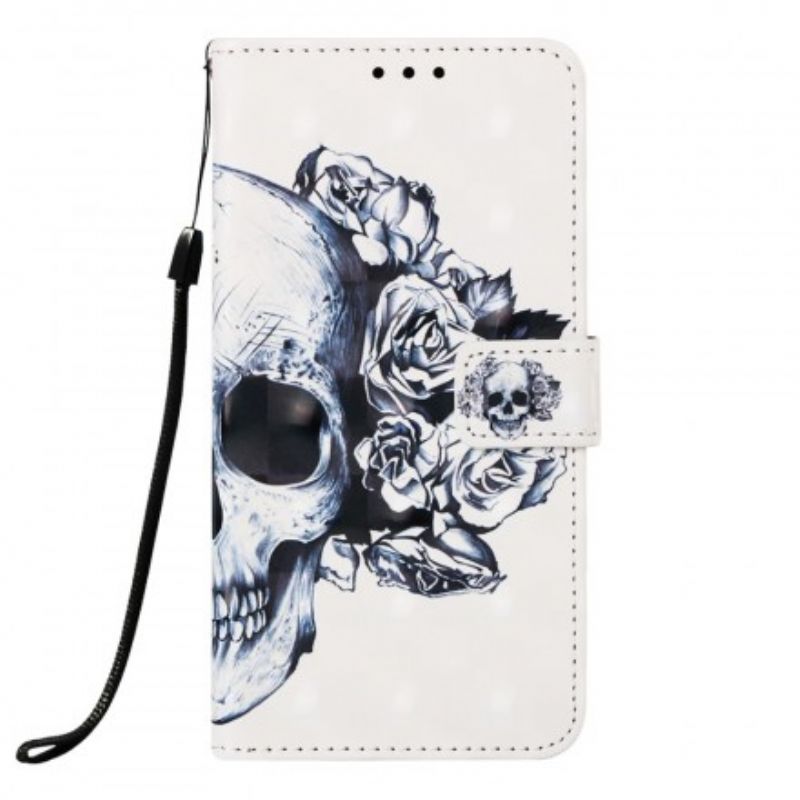 Læder Cover Samsung Galaxy A70 Blomsterskalle