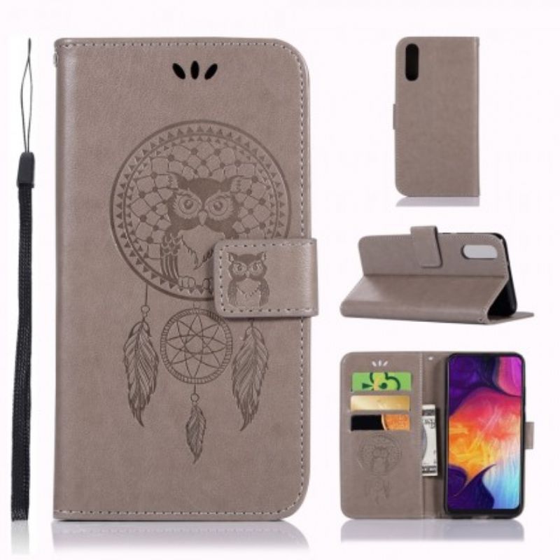 Læder Cover Samsung Galaxy A70 Lædereffekt Catch Dreams Owl