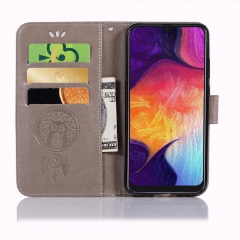 Læder Cover Samsung Galaxy A70 Lædereffekt Catch Dreams Owl