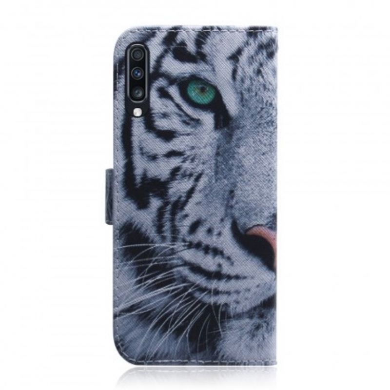 Læder Cover Samsung Galaxy A70 Tigeransigt