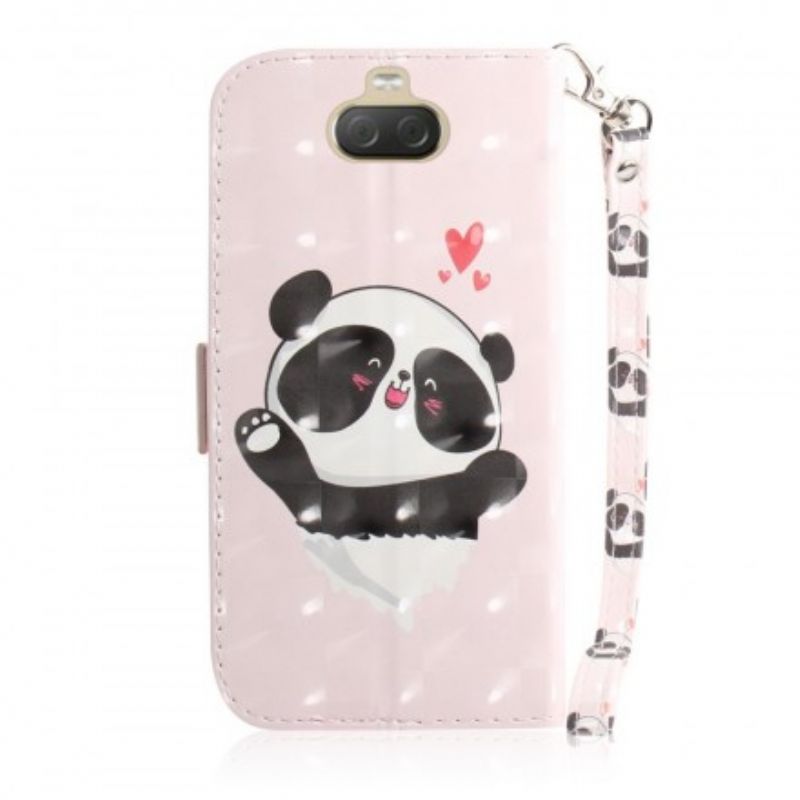 Flip Cover Sony Xperia 10 Plus Med Snor Panda Love Med Rem