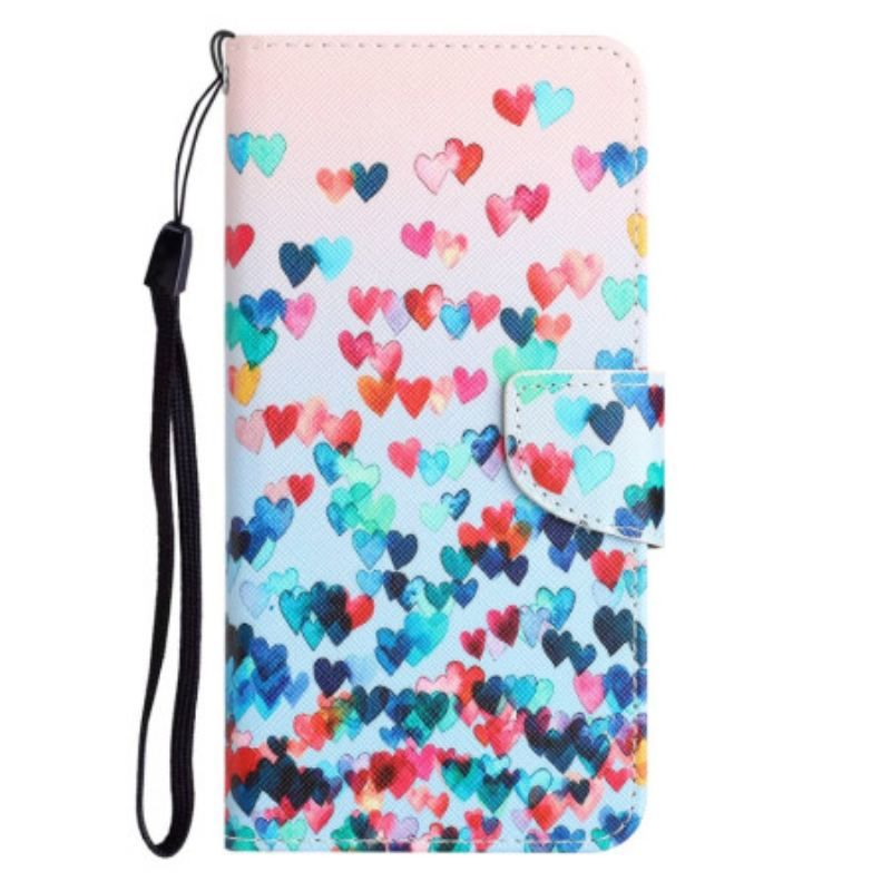 Flip Cover Xiaomi 12T / 12T Pro Med Snor Strappy Hearts