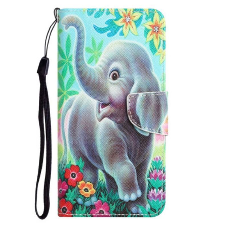 Læder Cover Xiaomi 12T / 12T Pro Med Snor Rør Mig Ikke Elefant Med Rem