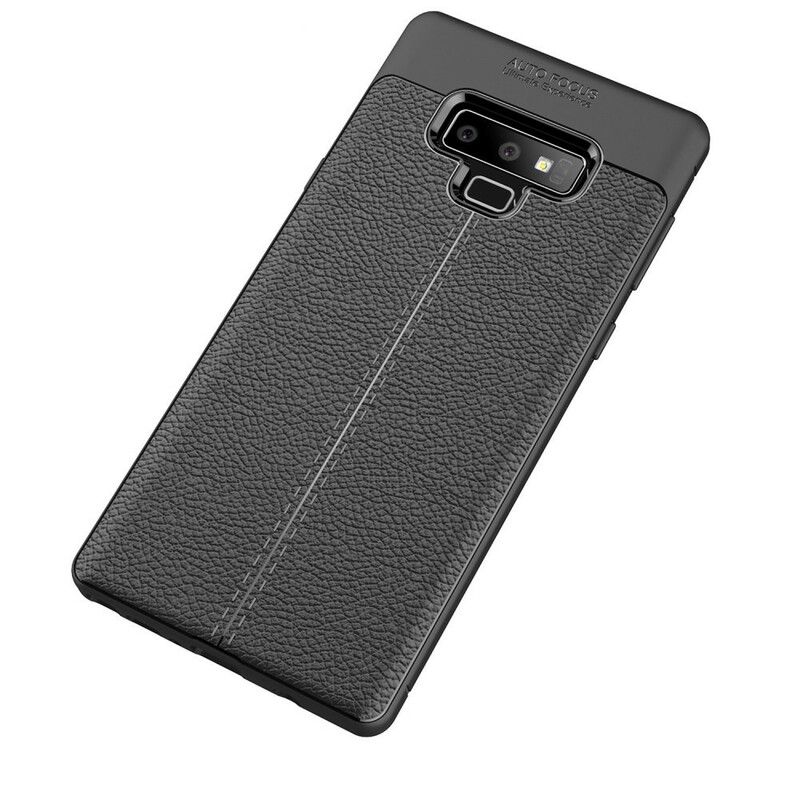 Cover Samsung Galaxy Note 9 Dobbelt Linje Litchi Lædereffekt