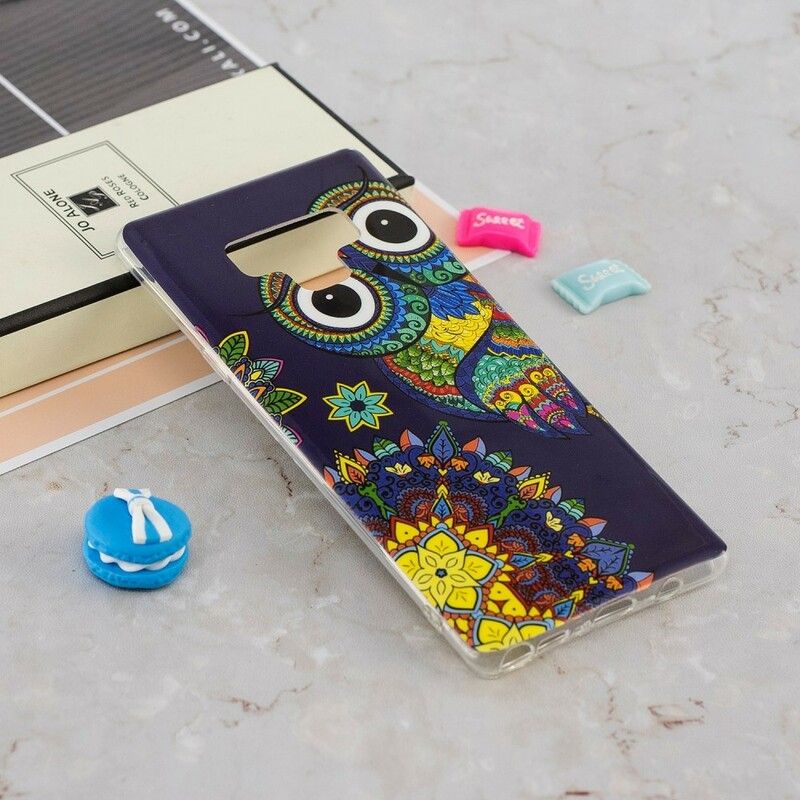 Cover Samsung Galaxy Note 9 Fluorescerende Ugle Mandala