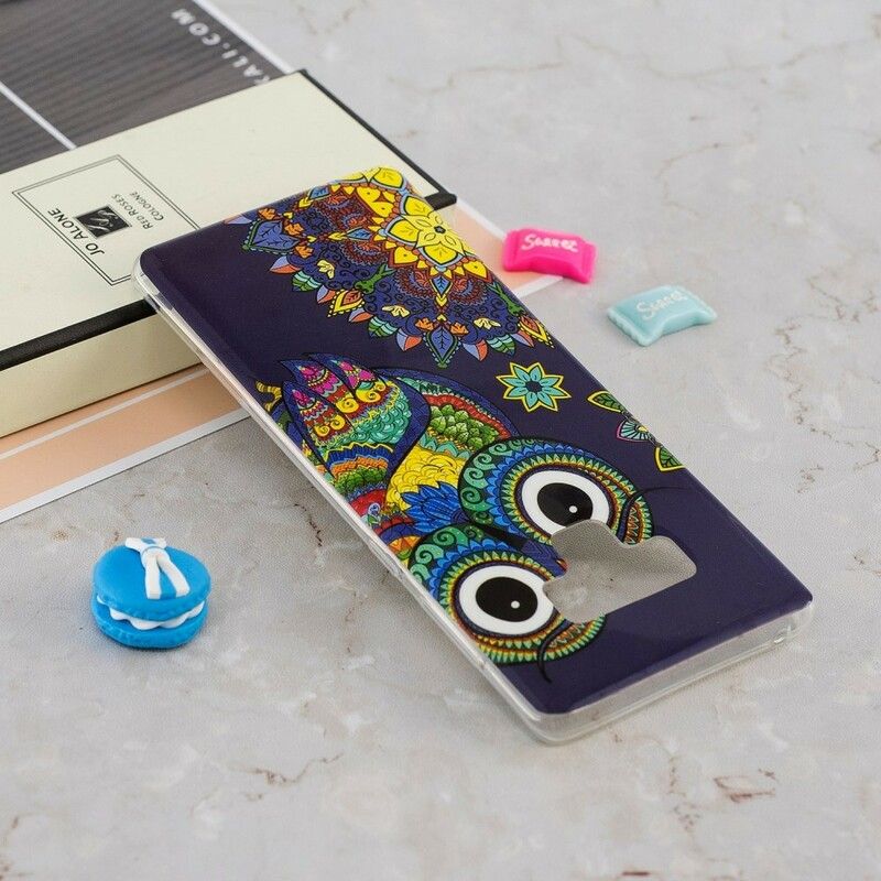 Cover Samsung Galaxy Note 9 Fluorescerende Ugle Mandala