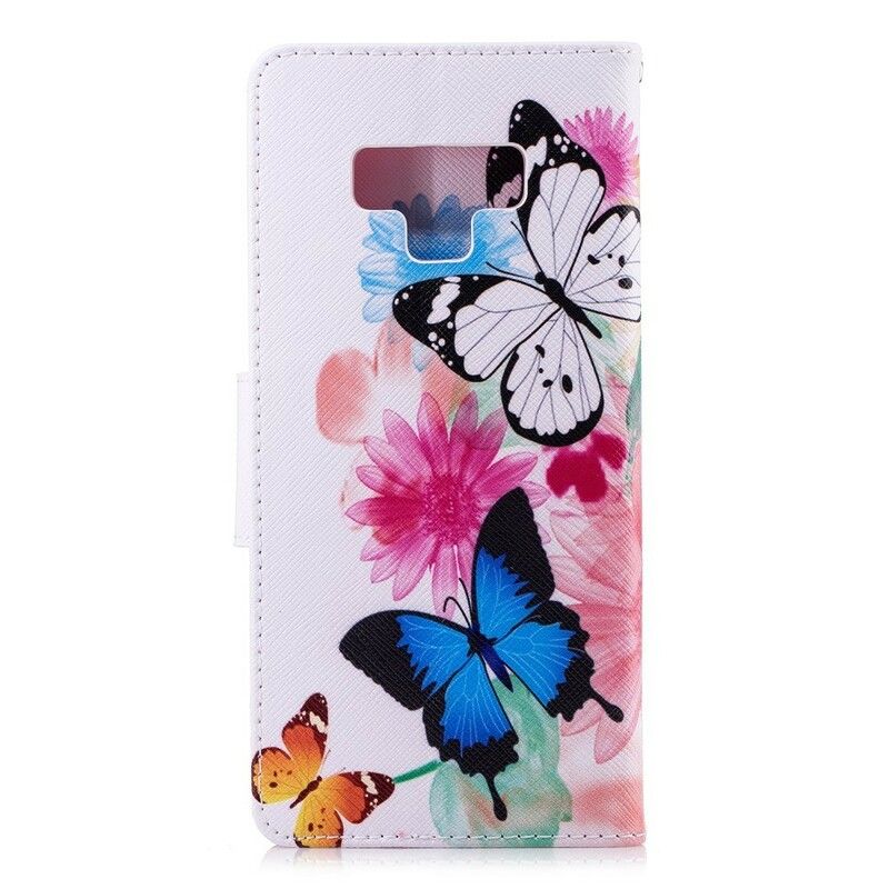 Flip Cover Samsung Galaxy Note 9 Malede Sommerfugle Og Blomster