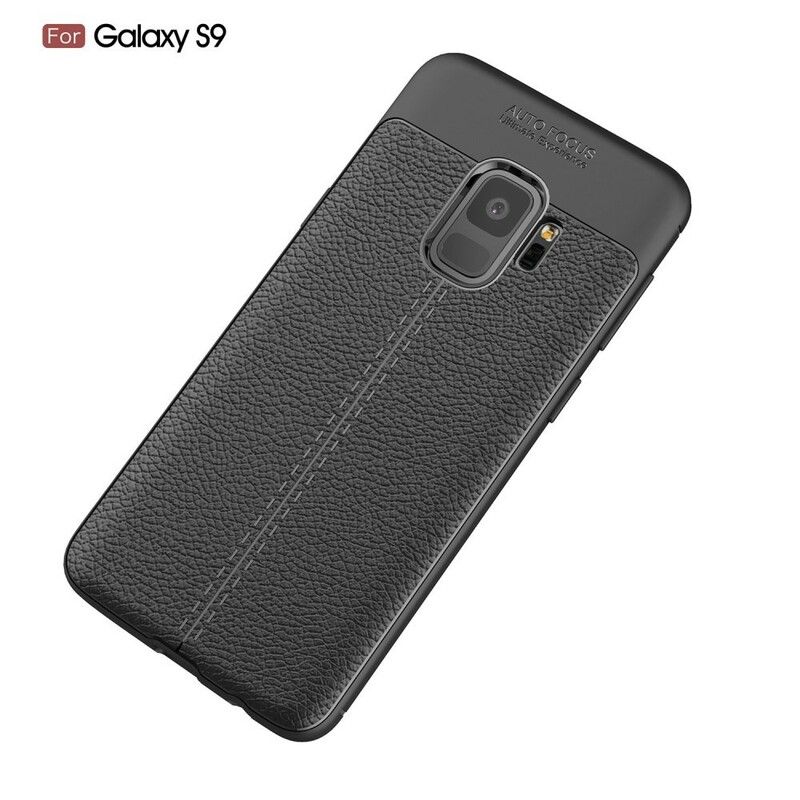 Cover Samsung Galaxy S9 Dobbelt Linje Litchi Lædereffekt