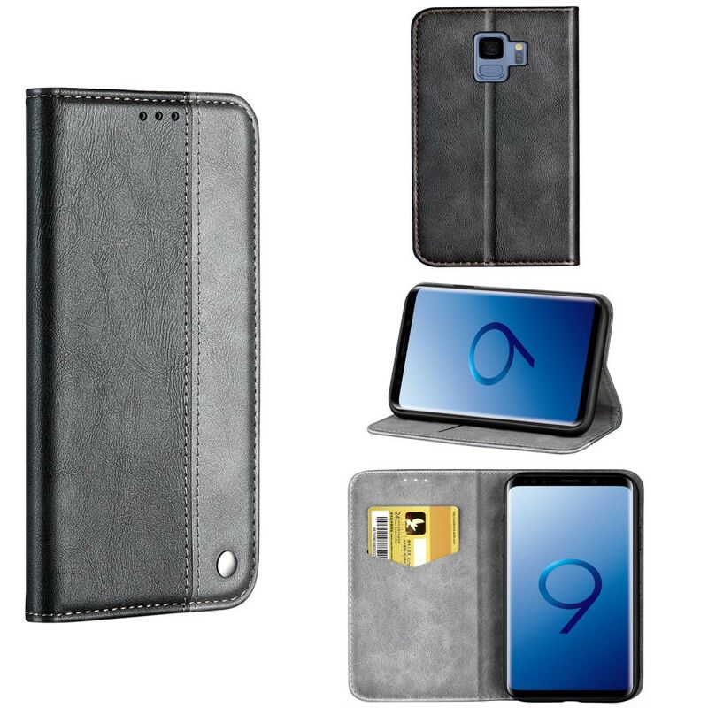 Cover Samsung Galaxy S9 Flip Cover Tofarvet Lædereffekt