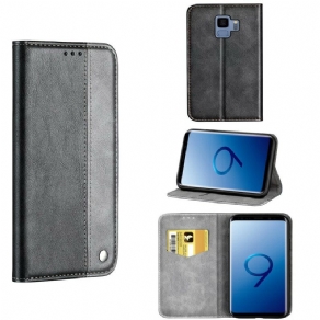 Cover Samsung Galaxy S9 Flip Cover Tofarvet Lædereffekt