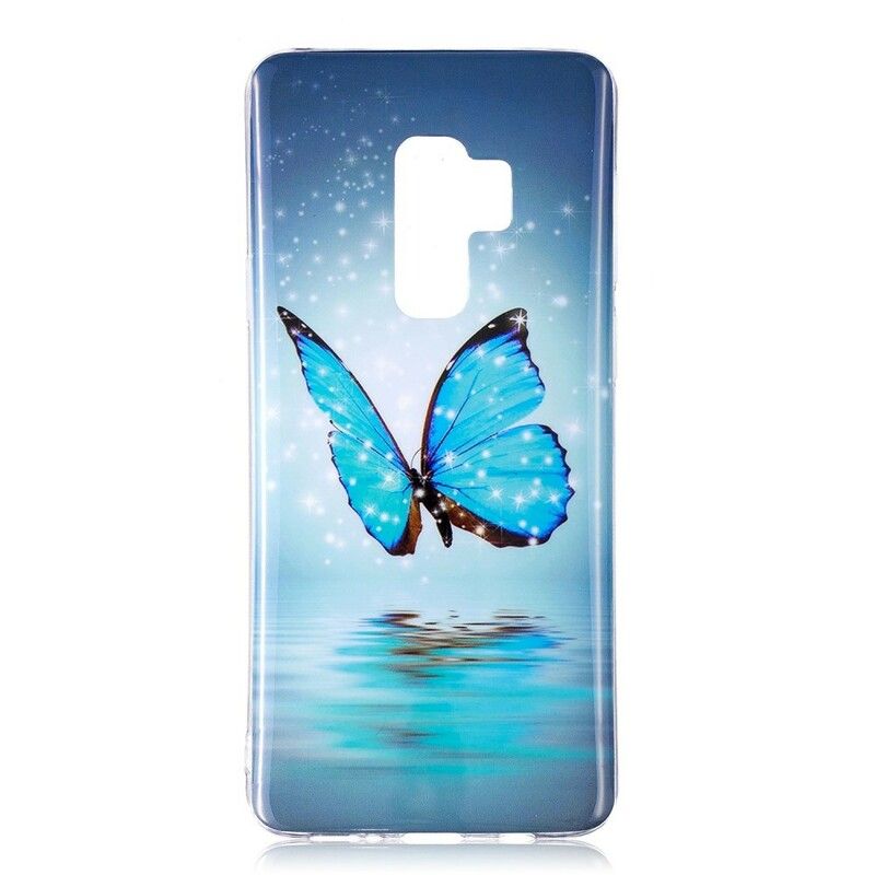 Cover Samsung Galaxy S9 Fluorescerende Blå Sommerfugl