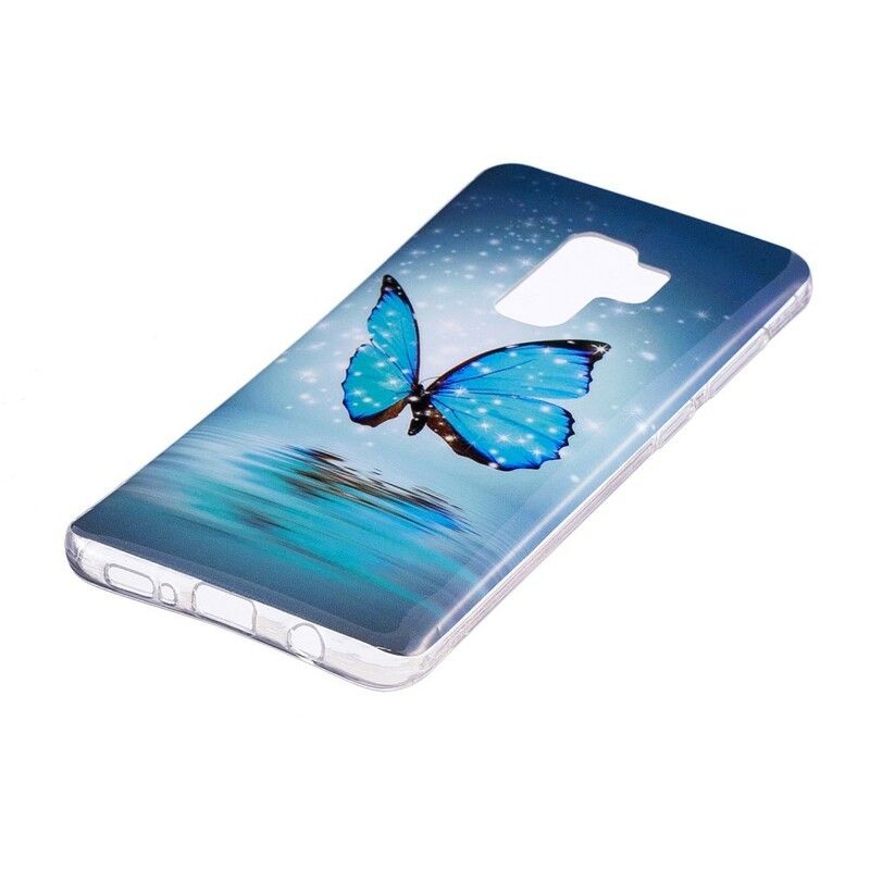 Cover Samsung Galaxy S9 Fluorescerende Blå Sommerfugl