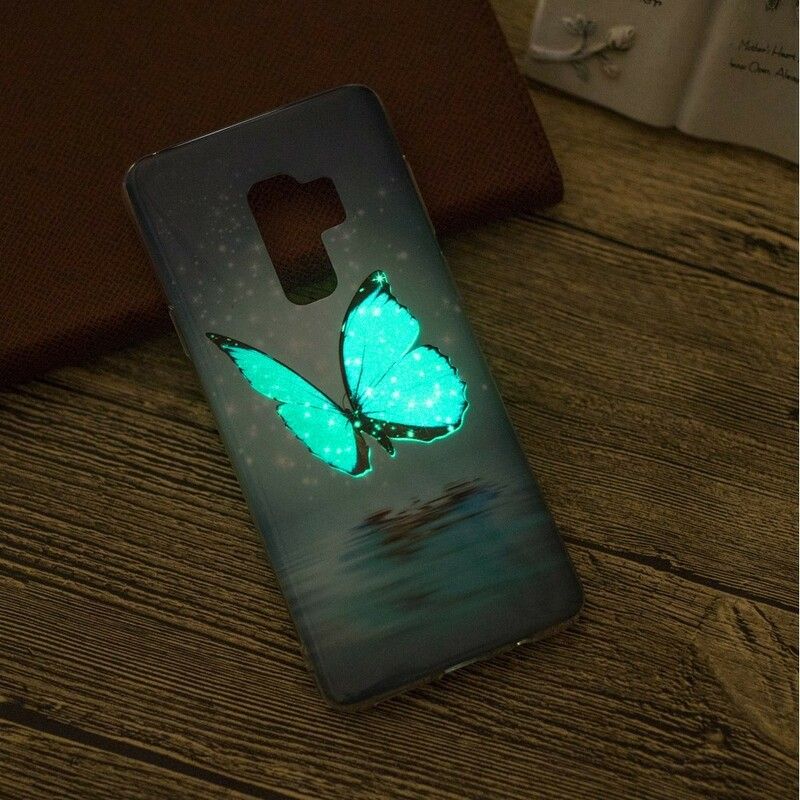 Cover Samsung Galaxy S9 Fluorescerende Blå Sommerfugl