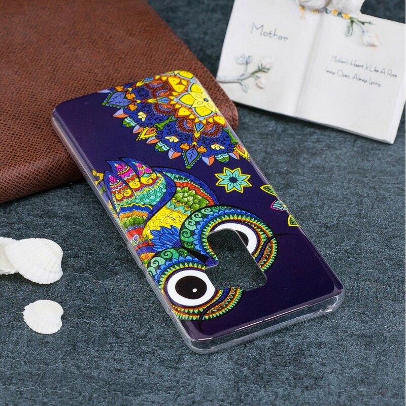 Cover Samsung Galaxy S9 Fluorescerende Ugle Mandala