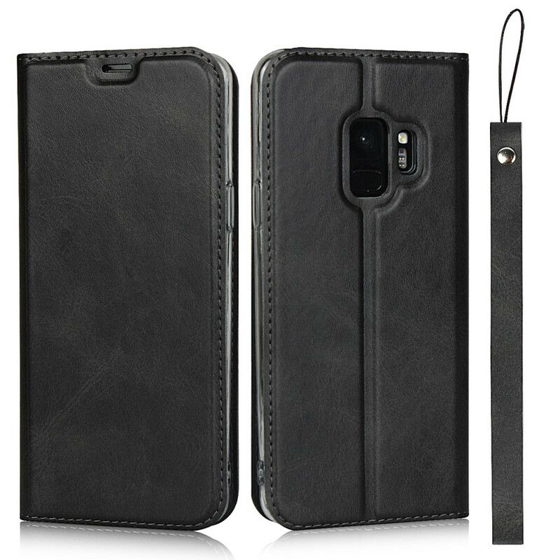 Cover Samsung Galaxy S9 Med Snor Flip Cover Faux Læder Klasse Med Rem