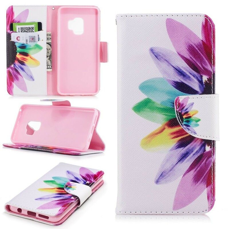 Flip Cover Samsung Galaxy S9 Akvarelblomst