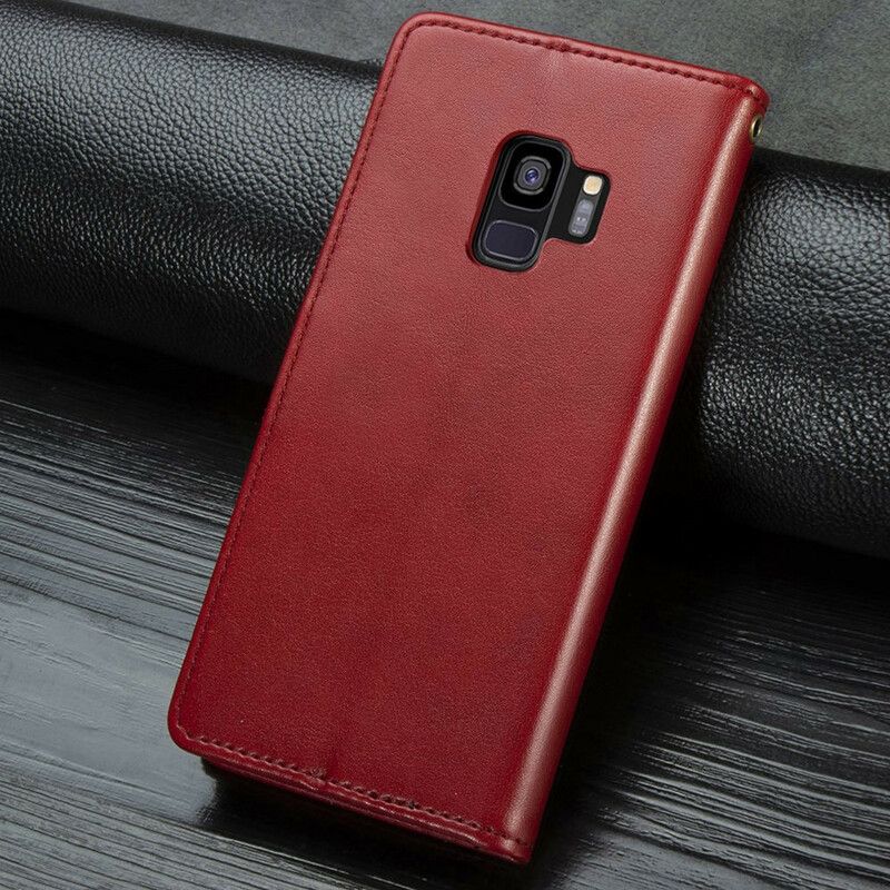 Flip Cover Samsung Galaxy S9 Imiteret Læder Og Vintage Lås