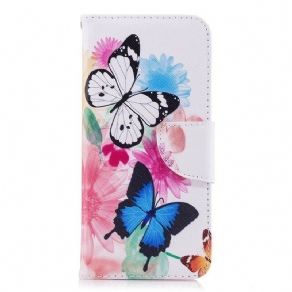 Flip Cover Samsung Galaxy S9 Malede Sommerfugle Og Blomster