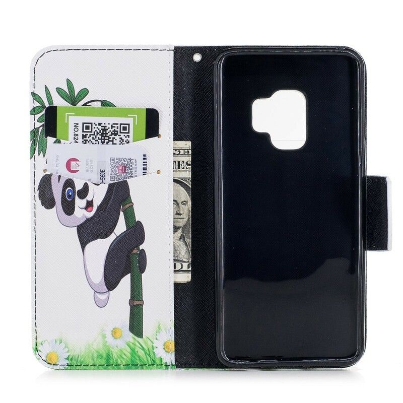 Flip Cover Samsung Galaxy S9 Panda På Bambus