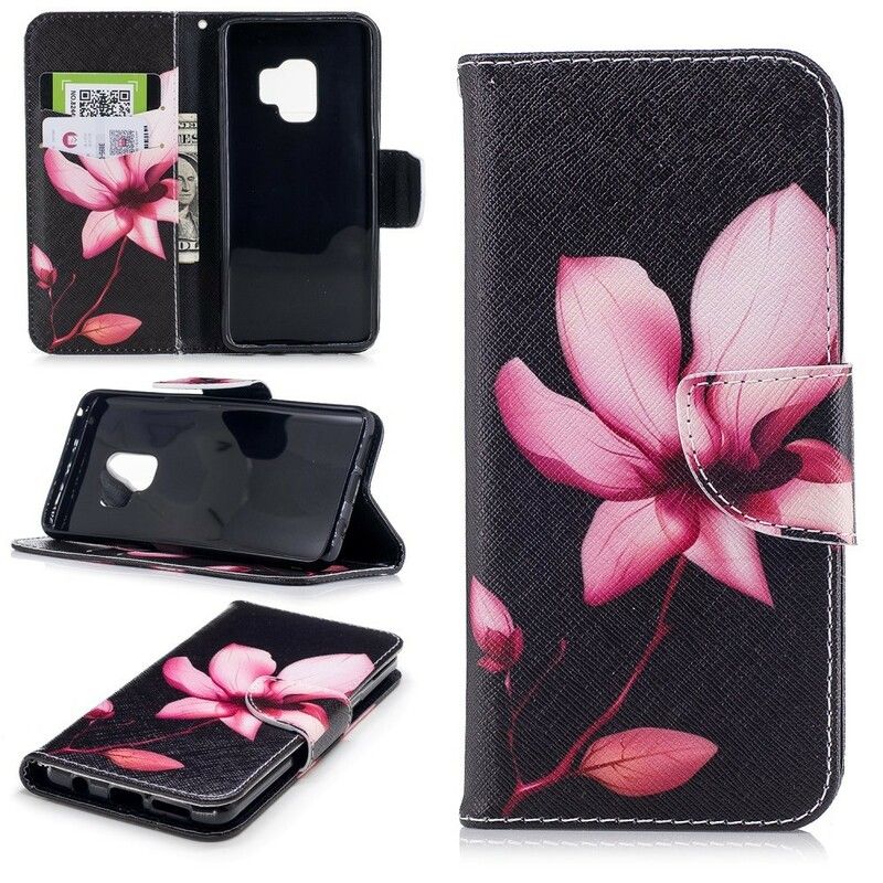 Flip Cover Samsung Galaxy S9 Pink Blomst